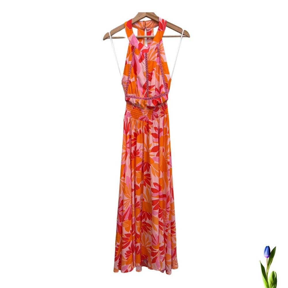 ABEL THE LABEL Orange and pink Halter Wedding Guest, Sundress size S